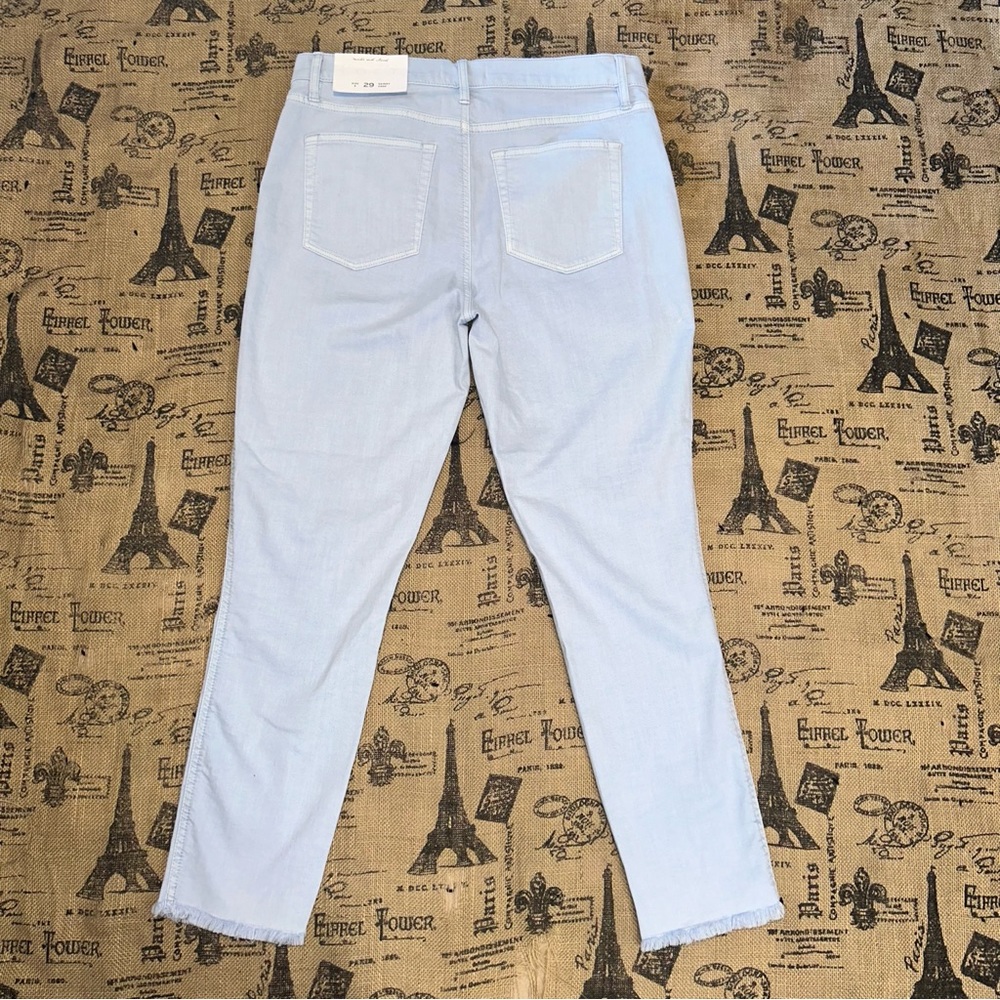 Loft NWT! Light Blue Pockets Skinny Crop Pants  Size 29 - Picture 12 of 16